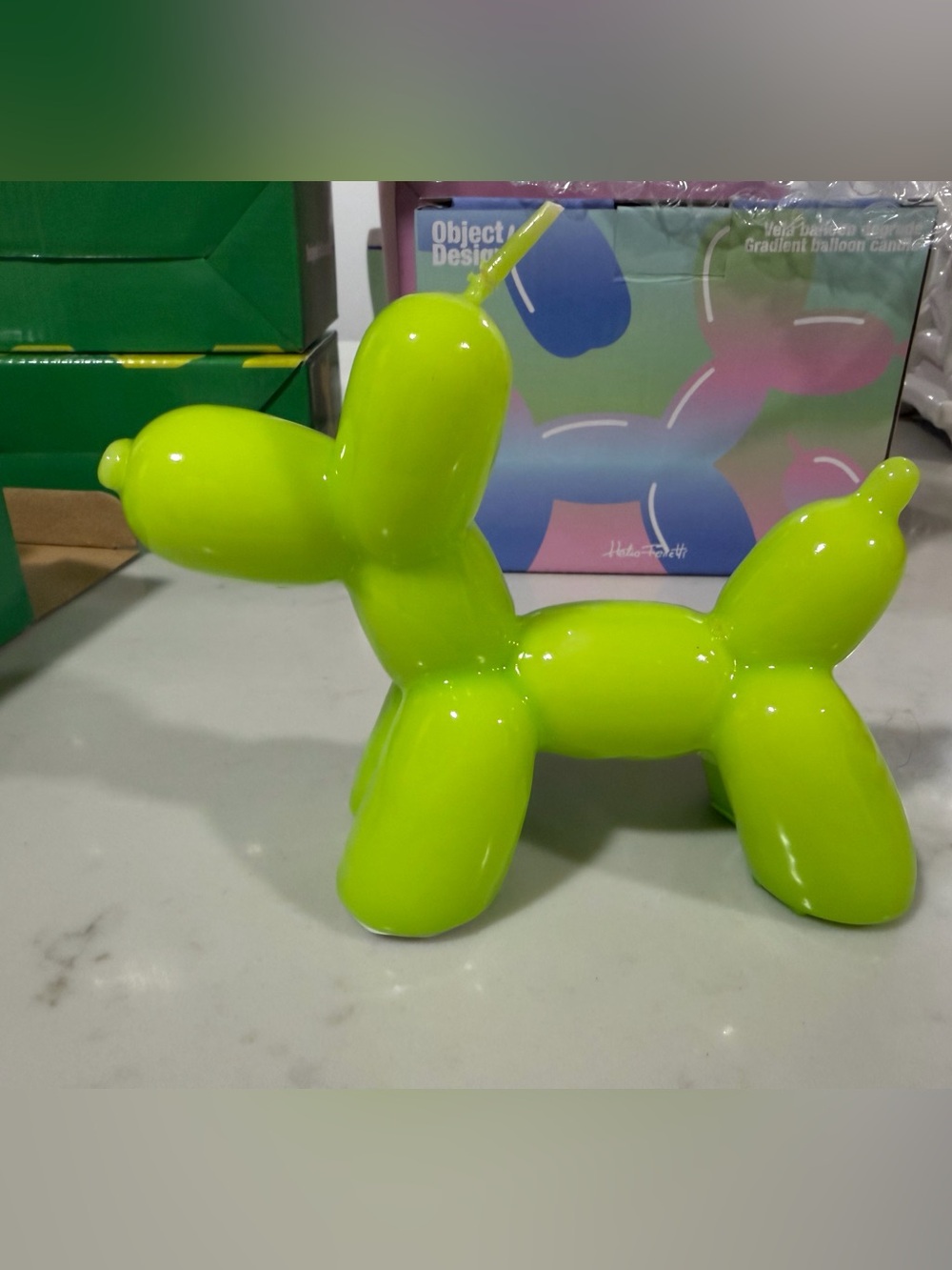 NWT Neon Green Balloon Dog Candle